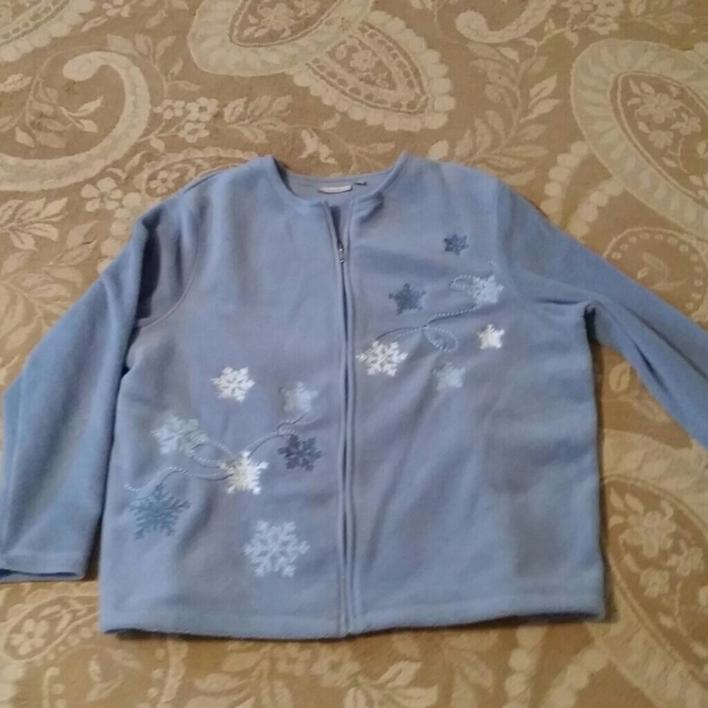 Embroidered zip front fleece